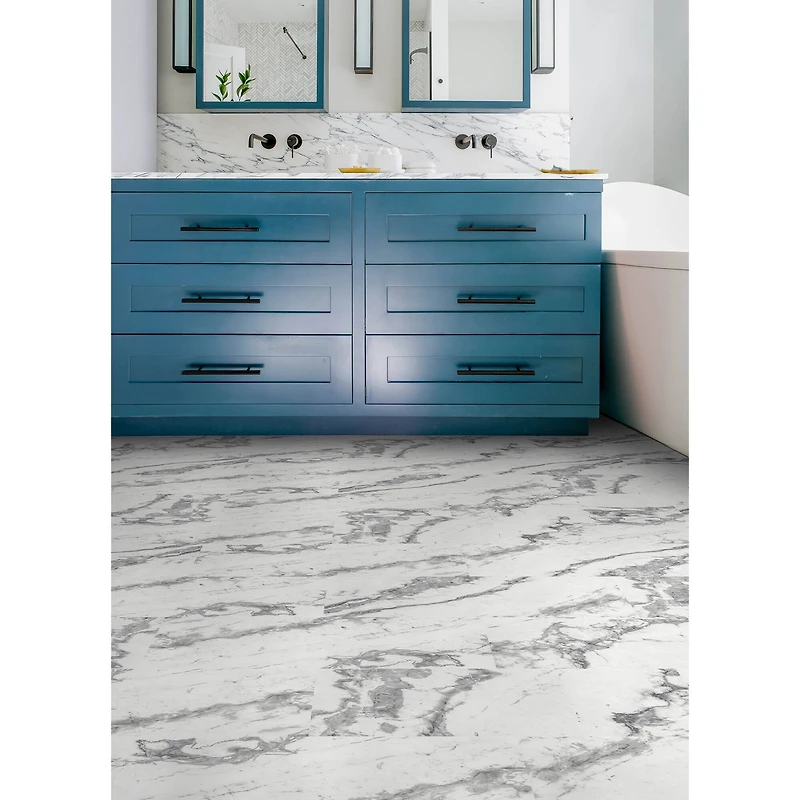 FloorPops Piazza Marble Peel & Stick Floor Tiles