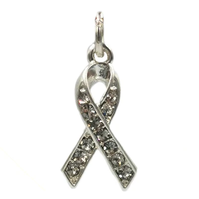Charmalong™ Silver Plated & Stone Paved Ribbon Charm by Bead Landing™