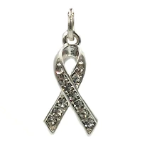 Charmalong™ Silver Plated & Stone Paved Ribbon Charm by Bead Landing™
