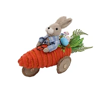 13" Blue Easter Bunny with Carrot Car Tabletop Decoration