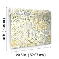 NuWallpaper Flower Parade Yellow Peel & Stick Wallpaper