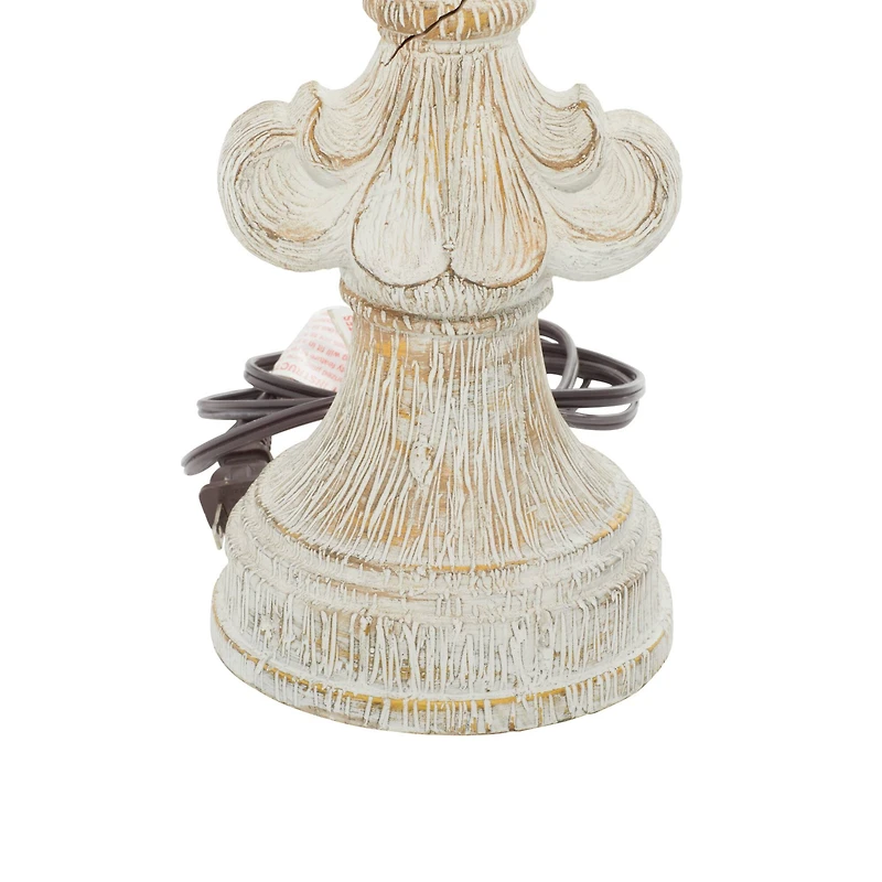 28" White Polystone French Country Table Lamps, 2ct.