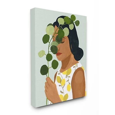 Stupell Industries Woman With Plant Green Fashion Modern Painting Canvas Wall Art