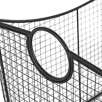 20" Black Metal Storage Basket with Curved Sides & Ring Handles
