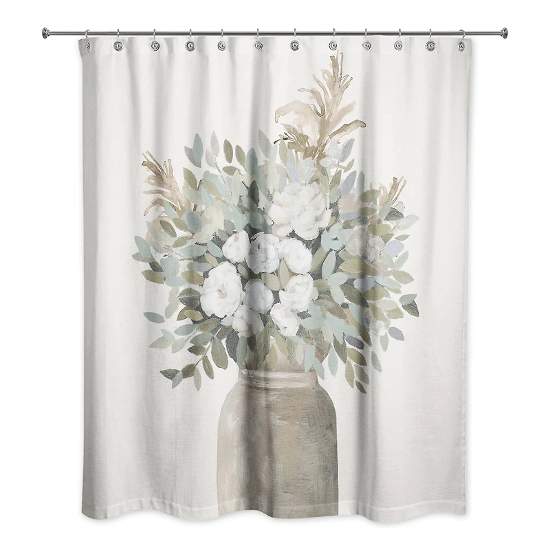 Modern Transitional Flowers 71" x 74" Shower Curtain