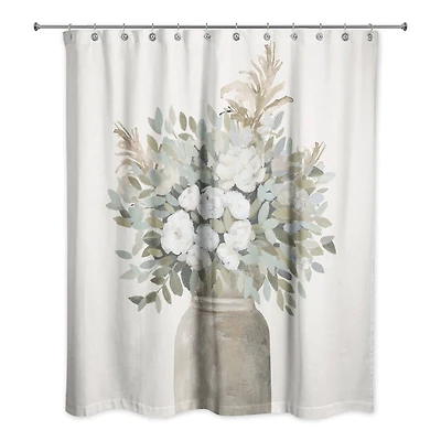 Modern Transitional Flowers 71" x 74" Shower Curtain