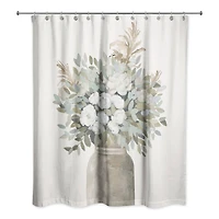 Modern Transitional Flowers 71" x 74" Shower Curtain