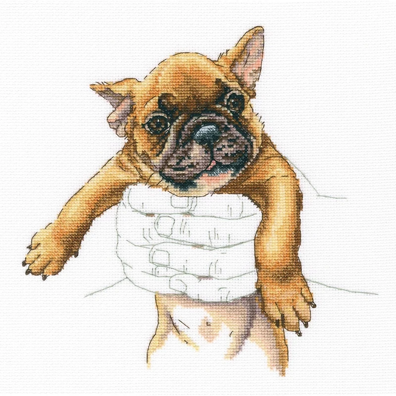 RTO Warmth in Palms French Bulldog Cross Stitch Kit