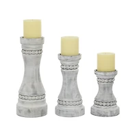 Gray Wood Farmhouse Candle Holder Set