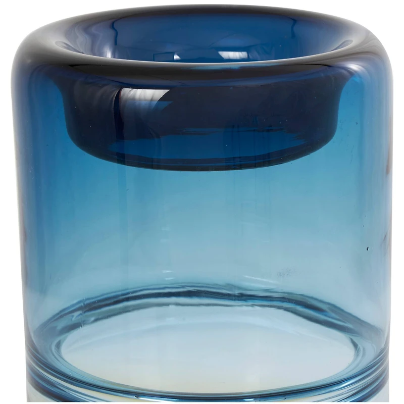 11" Blue & Yellow Ombre Cylinder Glass Vase