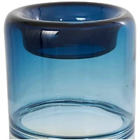 11" Blue & Yellow Ombre Cylinder Glass Vase
