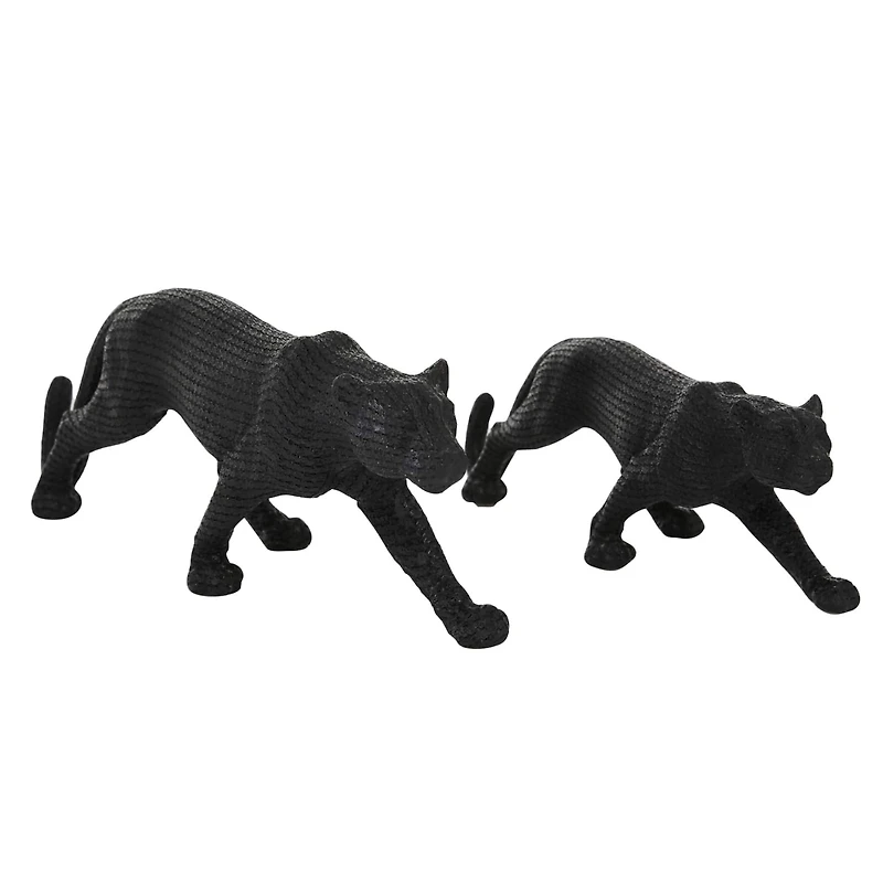 Black Contemporary Leopard Sculpture Set