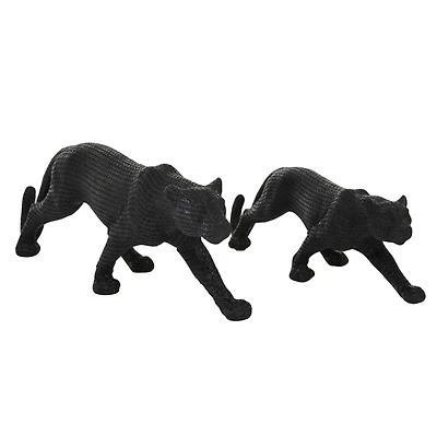 Black Contemporary Leopard Sculpture Set