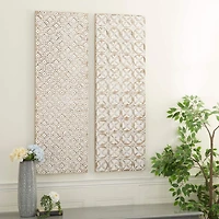 48" White Wood Traditional Abstract Wall Décor Set
