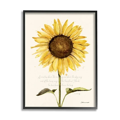 Stupell Industries Wind Has Blown Quoted Script Warm Sunflower Floral Framed Wall Art