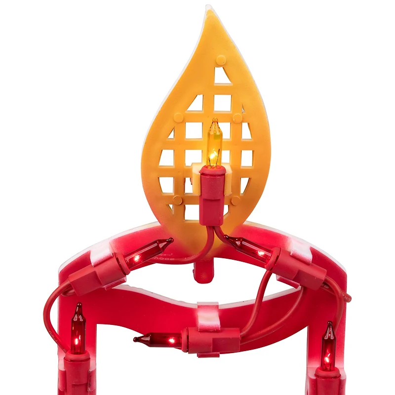 16.5" Lighted Candles with Holly and Berry Christmas Window Silhouette