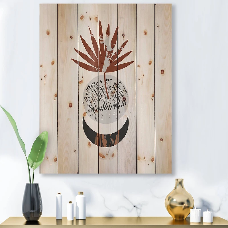 Designart - Moon and Sun Shapes In Retro Terracotta Tones II