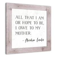 I Owe to My Mother Western White Framed Print
