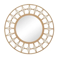 Brown Bamboo Bohemian Wall Mirror, 35" x 1" x 35"