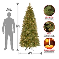 7.5 ft. Pre-Lit Tacoma Pine Slim Artificial Christmas Tree, Clear Lights