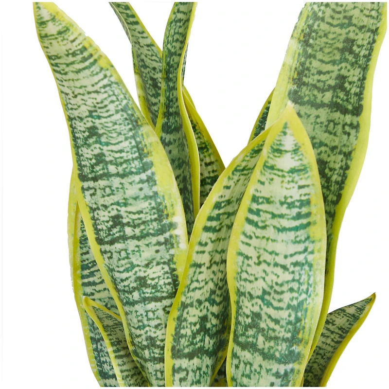 The Novogratz 25" Green Snake Faux Foliage Artificial Plant with White Porcelain Pot and Gold Stand