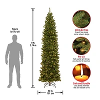 9ft. Pre-Lit North Valley™ Spruce Pencil Slim Artificial Christmas Tree, Clear Lights