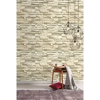 RoomMates Natural Stacked Stone Peel & Stick Wallpaper