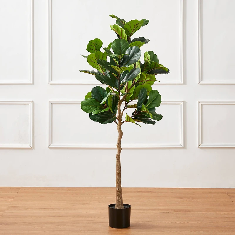 Glitzhome® 5ft. Faux Fiddle Leaf Fig Tree in Pot