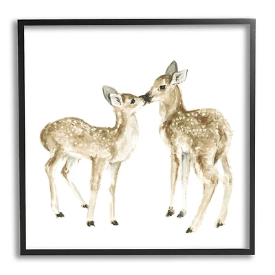 Stupell Industries Baby Deer Fawn Watercolor Painting Kids' Nursery Animal Framed Wall Art