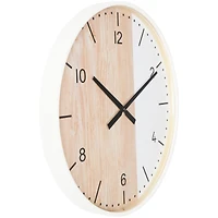 23.5" Woodgrain & White 2-Tone Wall Clock