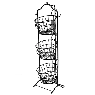 6 Pack: 4ft. Black Wire 3-Tier Basket with Removable Tilted Baskets