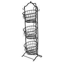 6 Pack: 4ft. Black Wire 3-Tier Basket with Removable Tilted Baskets