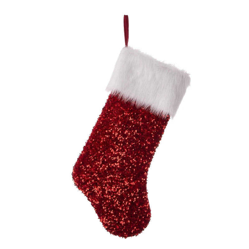Glitzhome® 21" Red Sequin Christmas Stocking, 2ct.
