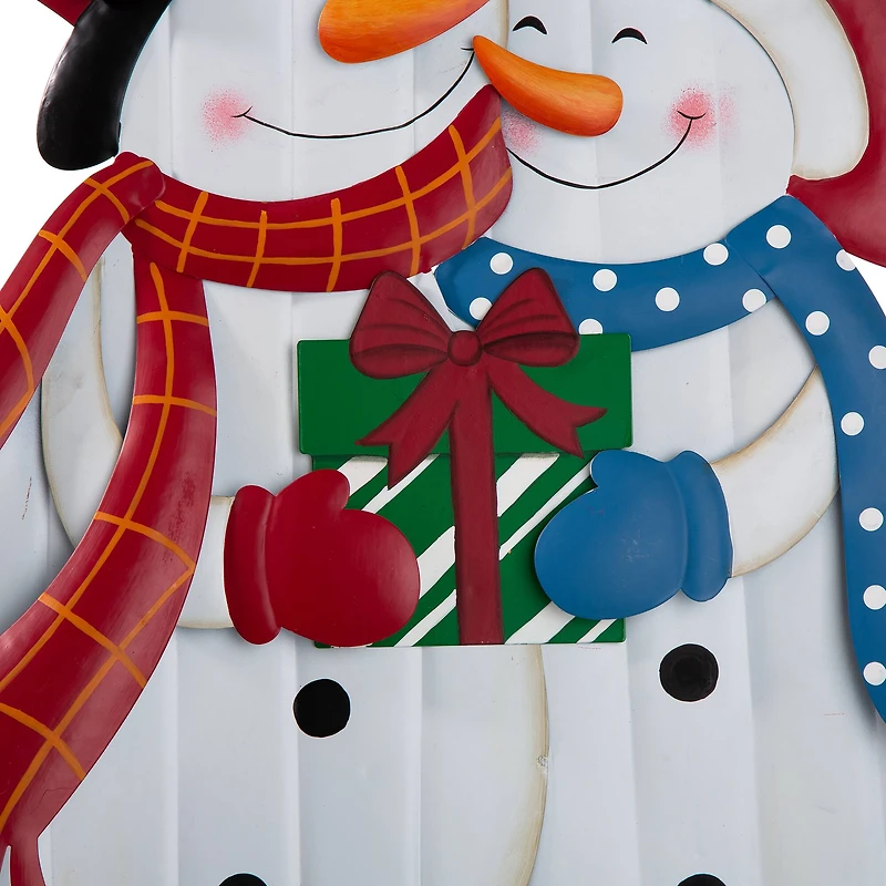 Glitzhome® 2.5ft. Metal Lovely Snowman Yard Stake