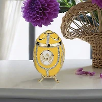 3" Lemon Yellow Russian Imperial Eagle Enameled Egg