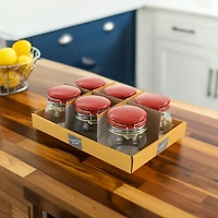 Gibson Home® 5oz. Clear Glass Jars with Red Lids, 6ct.