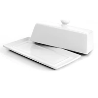 Martha Stewart White Ceramic Butter Dish with Lid