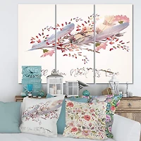 Designart - Pink Feathers and Bird All You Need Is Love