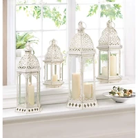 20'' Graceful Distressed White Lantern