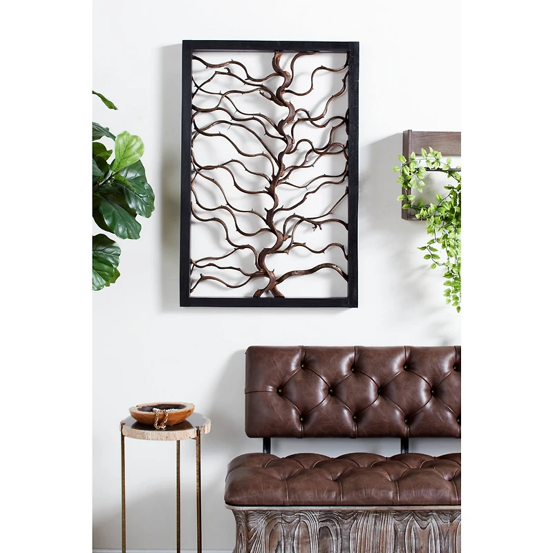 Black & Brown Rustic Teak Wood Wall Décor