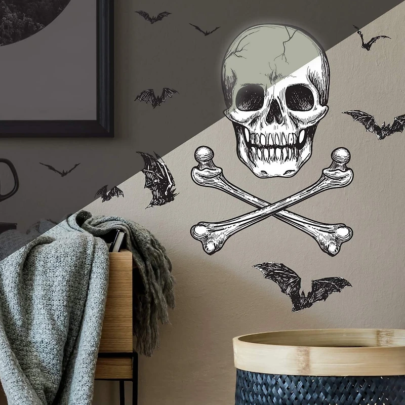 RoomMates Skull Glow In The Dark Peel & Stick Giant Wall Decal