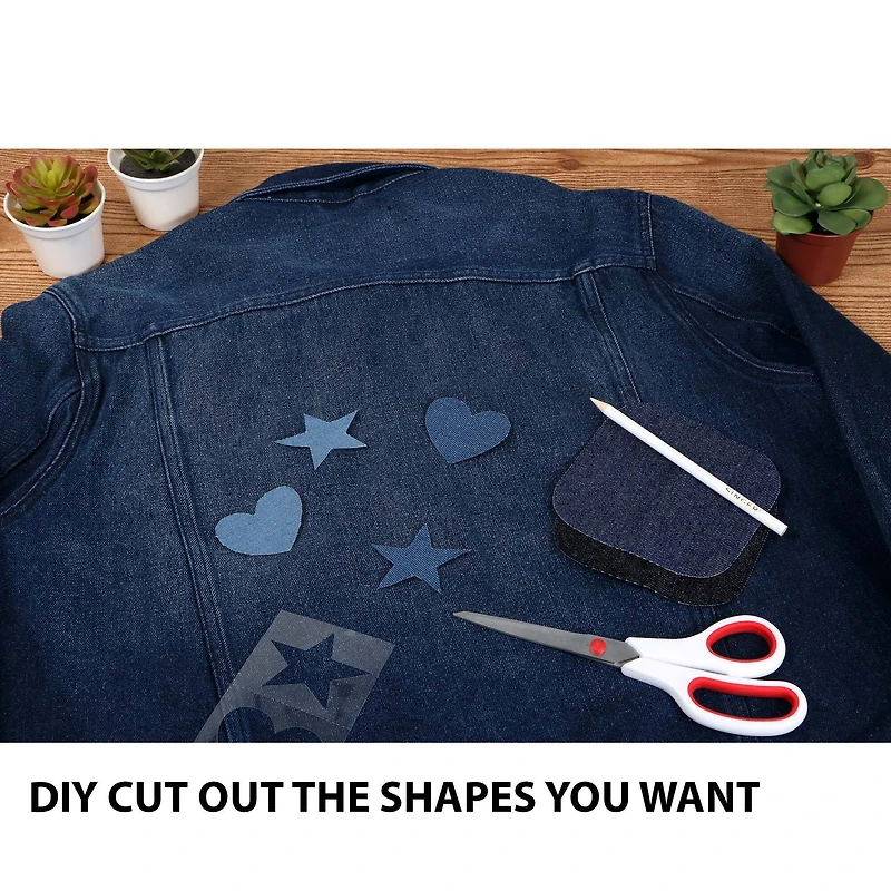 SINGER® Denim & Solid DIY Iron-On Fabric Patch Kit with 2 Bonus Stencils