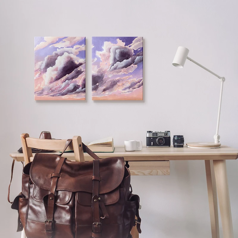 Stupell Industries Cumulus Cloudy Sky Blue Orange SunsetCanvas Wall Art
