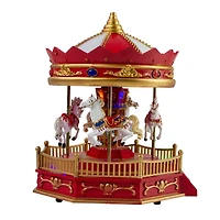 LED Lighted Animated and Musical Carousel Christmas Village Display - 9.25"