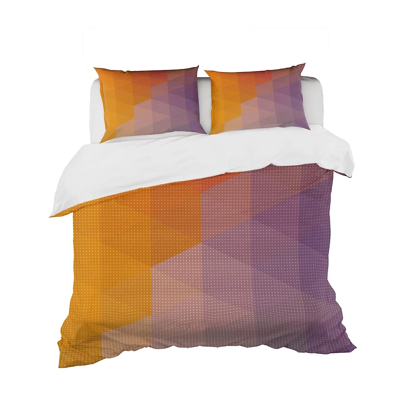 Designart 'Dotted Triangular Geometry in Yellow and Purple' Modern & Contemporary Bedding Set