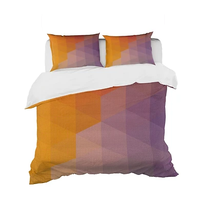 Designart 'Dotted Triangular Geometry in Yellow and Purple' Modern & Contemporary Bedding Set