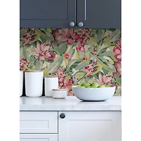 Caroline et Bettina Wine Belles Fleurs Peel & Stick Wallpaper