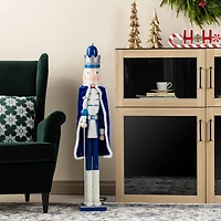 Glitzhome® 42"H Wooden Christmas Blue Dressed King Nutcracker