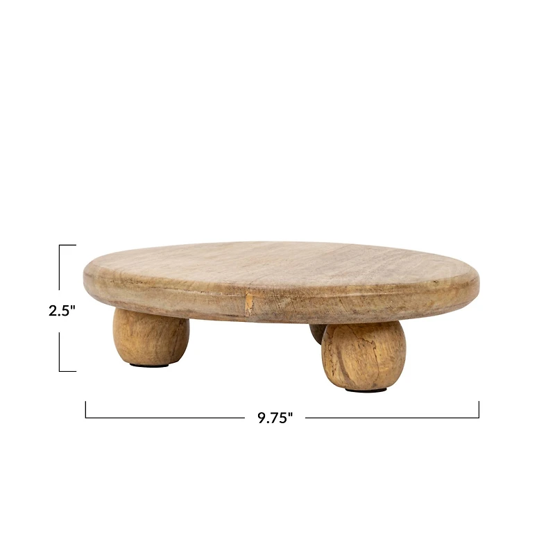 Hello Honey® 10" Round Hand-Carved Mango Wood Cake Pedestal