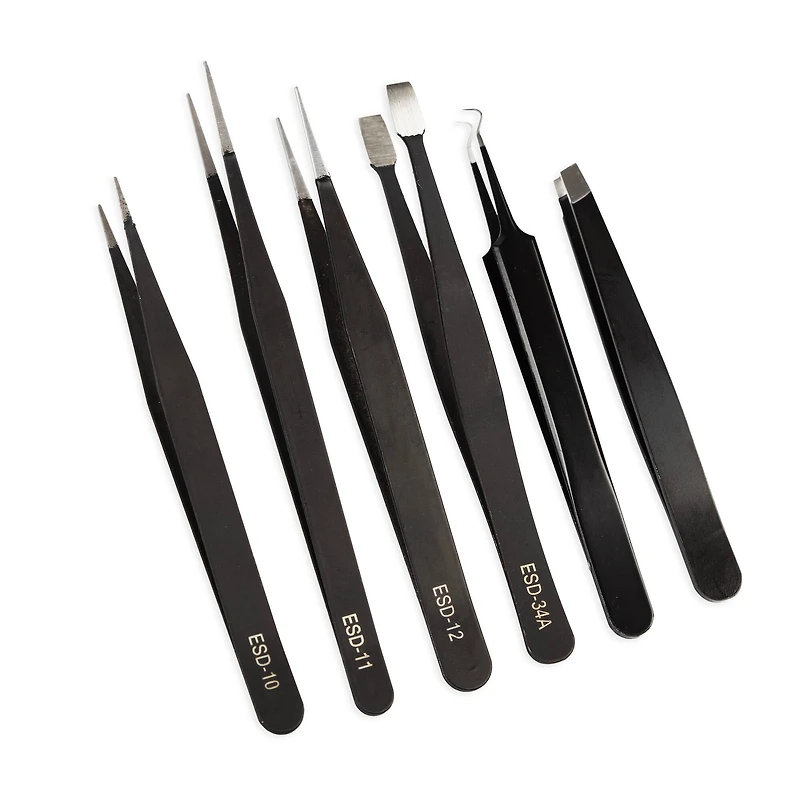 12 Piece Precision Tweezer Set with Case by Bead Landing™